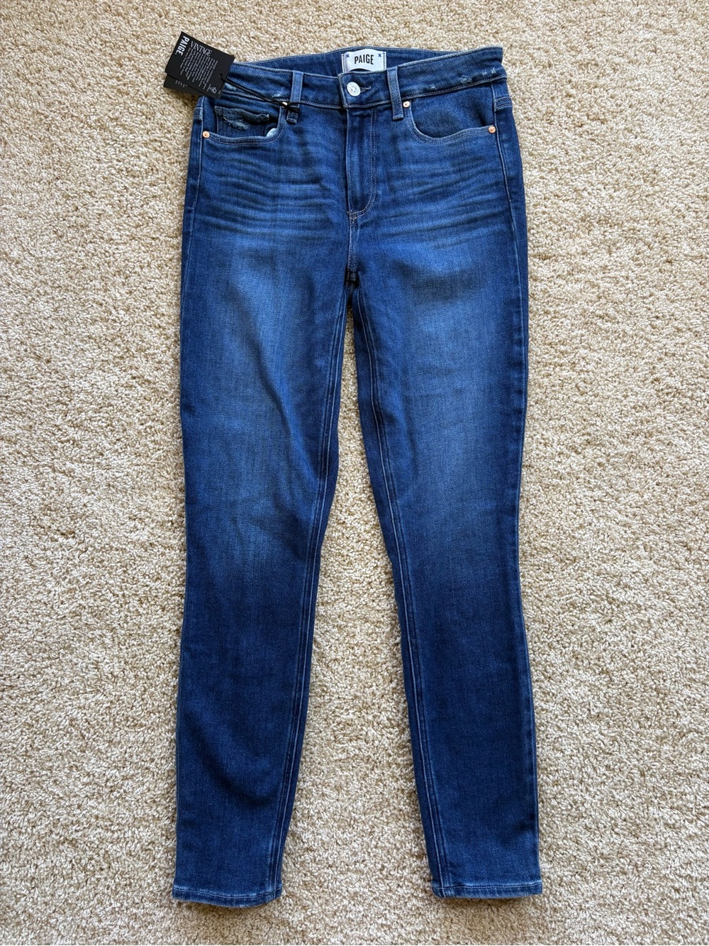 NWT PAIGE Hoxton Ankle High Rise Skinny Jeans - Emotion Distressed Size 28